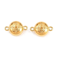 Flat Round 304 Stainless Steel Magnetic Clasps with Loops, Round Hole, Ion Plating(IP), Long-Lasting Plated, Flat Round with Star, 9x14x6mm, Hole: 1.2mm, Fit for 1~1.4mm Rhinestone