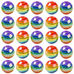 Colorful 40Pcs Pride UV Plating Rainbow Iridescent Acrylic European Beads, Large Hole Beads, Round, Colorful, 16mm, Hole: 4mm