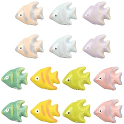 Fish Handmade Porcelain Beads, Bright Glazed Porcelain, Mixed Colors, Fish, 17~18x20.5~21.5x8~8.5mm, Hole: 2.5mm, 7 color, 2pcs/color, 14pcs/set