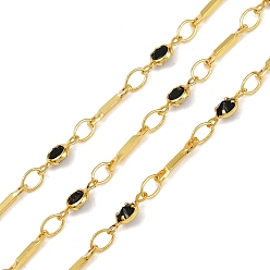 Золотой Латунные бар шарнирные цепи, со стеклом, пайки, без кадмия, без никеля и без свинца, с катушкой, плоско-круглые, золотые, 8.5x2x1 мм, около 32.81 футов (10 м) / рулон