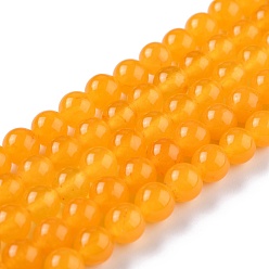 Orange Natural White Jade Beads, Round, Dyed, Orange, 10mm, Hole: 1.2mm, about 38pcs/strand, 14.57''(37cm)
