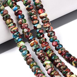 Colorful Dyed Synthetic Imperial Jasper Beads Strands, Smooth Rondelle, Colorful, 8x4~5mm, Hole: 0.7~1mm, about 76~82pcs/strand, 15.35~15.94 inch(39~40.5cm)