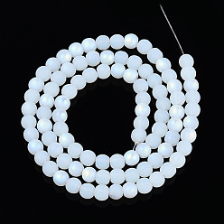Белый Нити стеклянных бусин с имитацией матового нефрита, круглые, с половиным покрытием, AB цвет, белые, 4~4.5 мм, отверстие : 0.6 мм, около 97~100 шт / нитка, 14.76~15.16'' (37.5~38.5 см)