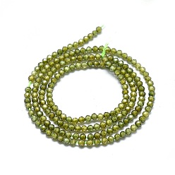 Olive Drab Cubic Zirconia Bead Strands, Round, Faceted, Olive Drab, 2mm, Hole: 0.2mm, about 14.96 inch(38cm), 184pcs/strand