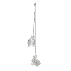 Silver Brass Big Pendants, with ABS Imitation Pearl, Flat Round Drop Charms, Silver, 64mm, Hole: 1.5mm