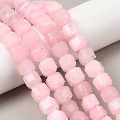 Pink Бусины из натурального белого нефрита, граненые настольные бусины в форме куба, окрашенные, розовые, 7.5~8x8x8 мм, отверстие : 1 мм, около 37 шт / нитка, 11.81'' (30 см)