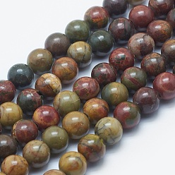 Picasso Jasper Natural Polychrome Jasper/Picasso Stone/Picasso Jasper Beads, Round, 8~8.5mm, Hole: 2mm, about 48pcs/strand, 15.3''(38.86cm)