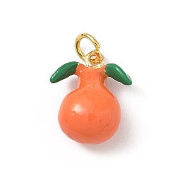 Pomegranate Латунь эмаль подвески, фруктовые прелести, стойки покрытие, долговечный, с целью перехода в кольце, золотые, гранат, 17.5x14x9.5 мм