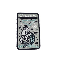 Capricorne Rectangle avec constellation tissu de broderie informatisé fer sur/coudre sur des patchs, accessoires de costumes, Capricorne, 78x50mm