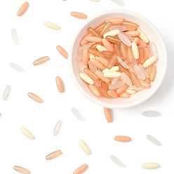 Легкий Лосось 100g непрозрачные цветные стеклянные бусины, круглое отверстие, рис, светлый померанцевый, 12.5x4.5 мм, отверстие : 0.9~1 мм