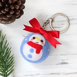 Couleur Mélangete Kit de porte-clés à feutrer à l'aiguille sur le thème de noël avec instructions, kits de feutrage bonhomme de neige, couleur mixte