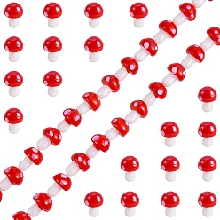 Красный Гриб ручной Lampwork бисер пряди, красные, 12.5~14x10~11 мм, отверстие : 1.5 мм, около 24~25 шт / нитка, 12.20 дюйм ~ 12.99 дюйм (31 см ~ 33 см)