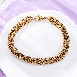Золотой 201 из нержавеющей стали византийские браслеты цепи, ионное покрытие (ip), с 304 нержавеющей стали застежки, золотые, 8-7/8x1/4 дюйм (22.6x0.8 см)