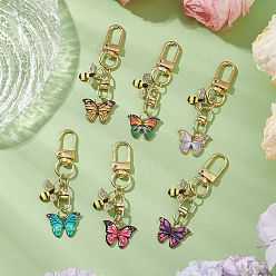 (52) Непрозрачная лаванда Бабочки пчелы сплав эмаль подвеска украшения, Поворотные застежки-брелки для украшения сумок, разноцветные, 72 мм