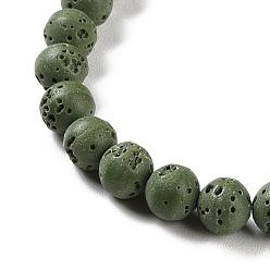 Dark Olive Green Synthetic Lava Rock Dyed Beads Strands, Round, Dark Olive Green, 7.5~8mm, Hole: 1mm, about 50pcs/strand, 14.88''(37.8cm)