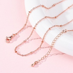 Розовое Золото Латунные спутниковые цепочки ожерелья для женщин, 304 из нержавеющей стали застежкой омар, стойки покрытие, без свинца и без кадмия, долговечный, розовое золото , 17.72 дюйм (45 см)