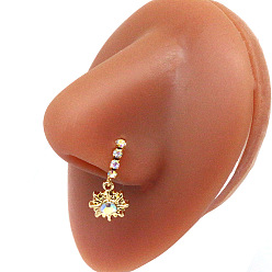 Цветок 316l Хирургическое кольцо для носа из нержавеющей стали с кубическим цирконием и подвесками, золотые, цветок, 80 мм