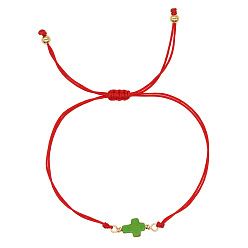 Зеленый лайм Синтетические браслеты бирюзовый ссылка, плетеные браслеты из волоконного шнура для мужчин и женщин, крестик, зеленый лайм, внутренний диаметр: 11 дюйм (28 см)