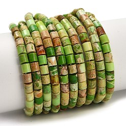 Лайм Окрашенные натуральные нитки из бисера имперской яшмы, колонка, желто-зеленые, 4x4 мм, отверстие : 1 мм, около 85 шт / нитка, 14.96'' (38 см)