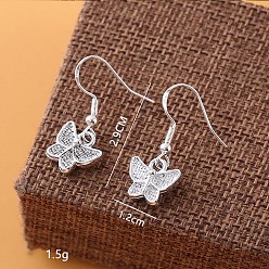 Бабочка Серьги-подвески из латуни и сплава, античное серебро, бабочка, 29x12 мм