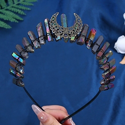 Черный Обручи для волос из кварцевого кристалла с гальваническим покрытием, аксессуары для волос для женщин и девочек, чёрные, 180x150x30 мм