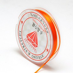 Dark Orange Flat Elastic Crystal String, String Cord Crystal Threads, Dark Orange, 0.8mm, about 10.93 yards(10m)/roll