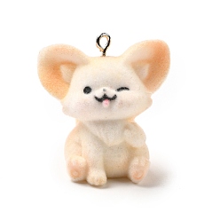 Фора Подвески из непрозрачной смолы, лиса, с железной платиной петлей, оранжевые, 31x30x23 мм, отверстие : 2 мм