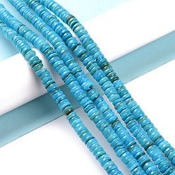 Deep Sky Blue Shell Beads Strands, Dyed, Disc, Deep Sky Blue, 4.9~6x0.4~6mm, Hole: 1.4mm, about 15.94 inch~16.14 inch(40.5~41cm)