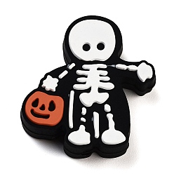 Skull Силиконовые бусины, изготовление ожерелий diy, белые, череп, 26x26x8 мм, отверстие : 2 мм