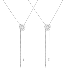 Platinum 2Pcs Adjustable Brass Curb Chains Cowboy Hat Sweater Lariat Necklaces, Platinum, 27.17 inch(69cm)