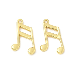 Настоящее золото 18K Латунные подвески, прелести музыкальных нот, стойки покрытие, долговечный, без кадмия и без свинца, реальный 18 k позолоченный, 14.5x9.5x1.5 мм, отверстие : 1 мм