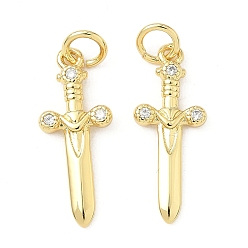 Настоящее золото 18K Латунные микро проложить кубического циркония подвески, меч прелести, долговечный, без кадмия и без свинца, стойки покрытие, с целью перехода в кольце, реальный 18 k позолоченный, 20.5x8x2 мм, отверстие : 3.6 мм