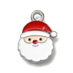 Santa Claus Подвески из эмали и сплава, платина, Рождественская серия, Дед Мороз, 16x12x1 мм, отверстие : 1.6 мм