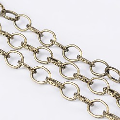 Античная Бронза Железо кабельные сети, , несварные, с катушкой, Плоско-овальные, без никеля , античная бронза, 8x6x1 мм, около 164.04 футов (50 м) / рулон
