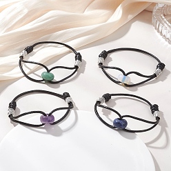 Смешанные камни Браслеты из натуральных и синтетических бусин из смешанных драгоценных камней для женщин, рондель, с экологически чистым шнуром из корейского вощеного полиэстера, внутренний диаметр: 1.89 дюйм (4.8 см)