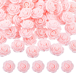 Pink 80pcs undurchsichtige Harz-Cabochons, Rose Blume, rosa, 18.5x18x8 mm