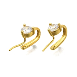 Настоящее золото 18K 925 подвески из стерлингового серебра с кубическим цирконием, реальный 18 k позолоченный, 18x6x10 мм, отверстие : 1.5 мм