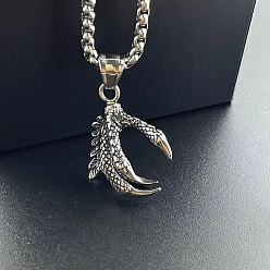 Нержавеющая Сталь Цвет Панк 304 подвеска из нержавеющей стали в виде когтя дракона модные хип-хоп ожерелья, цвет нержавеющей стали