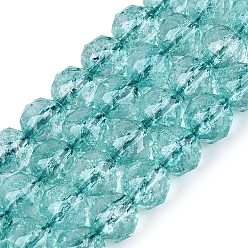 Светлый Морско-зеленый Хрустящие прозрачные стеклянные бусины нити, имитация желе, круглые, граненые, светло-зеленый, 7.5~8 мм, отверстие : 0.8~1.5 мм, около 48~49 шт / нитка, 13.98~14.57 дюйм (35.5~37 см)