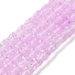 Pearl Pink Transparent Crackle Glass Beads Strands, Bamboo Joint, Pearl Pink, 8x10.5mm, Hole: 1.7mm, about 38pcs/strand, 15.35''(39cm)