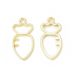 Light Gold Rack Plating Alloy Carrot Open Back Bezel Pendants, For DIY UV Resin, Epoxy Resin, Pressed Flower Jewelry, Cadmium Free & Nickel Free & Lead Free, Light Gold, 25x12x2mm, Hole: 2mm