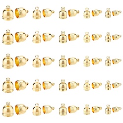 Golden 50Pcs 5 Style Brass Cord Ends, Long-Lasting Plated, Golden, 10pcs/style