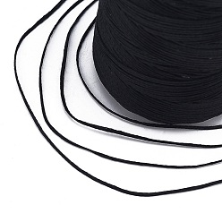 Black Flat Waxed Polyester Cords, Black, 1x0.3mm, about 284.33 yards(260m)/roll