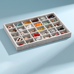 Серый Бархатные подносы для ювелирных изделий, органайзер для ювелирных изделий держатель для кольца, серьги, ожерелья, браслета, хранения, прямоугольные, серые, 35x24x3 см