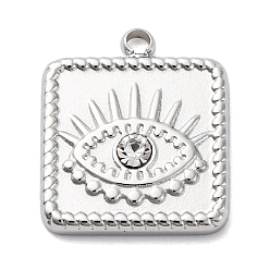 Нержавеющая Сталь Цвет 304 из нержавеющей стали горный хрусталь подвески, злые глаза, цвет нержавеющей стали, 15.5x13x2.5 мм, отверстие : 1.6 мм