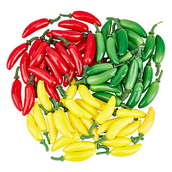 Mixed Color 72Pcs 3 Colors Foam Hot Pepper Miniature Ornaments, Micro Landscape Home Dollhouse Accessories, Pretending Prop Decorations, Mixed Color, 50mm, 24pcs/color