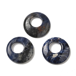 Sodalite Natural Sodalite Pendants, Donut/Pi Disc Charms, 27.5~28x4.5~5.5mm