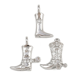 Платина Латунные микро проложить кубического циркония подвески, брелоки для ботинок, стойки покрытие, долговечный, без кадмия и без свинца, платина, 17~19x10.5~17x4.5~6 мм, отверстие : 1.2~4 мм