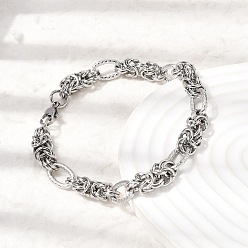 Нержавеющая Сталь Цвет 201 Браслеты из нержавеющей стали с цепочками для мужчин, цвет нержавеющей стали, 8.78 дюйм (22.3 см)