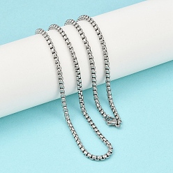 Нержавеющая Сталь Цвет Устойчивые к потускнению модные мужские 201 ожерелья из нержавеющей стали с цепочкой, с карабин-лобстерами , цвет нержавеющей стали, 21.7 дюйм (55.1 см), 3 мм